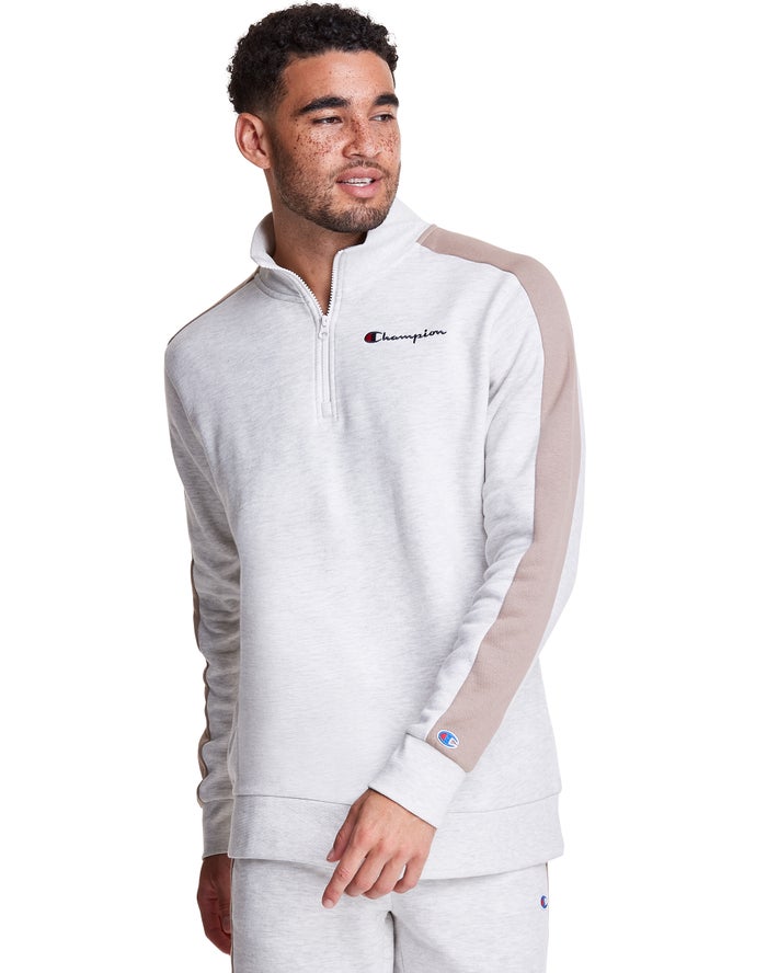 Sudadera Champion Hombre - Colorblock Stripe Fleece 1/4 Zip ( Blancas ) 0247615-BL